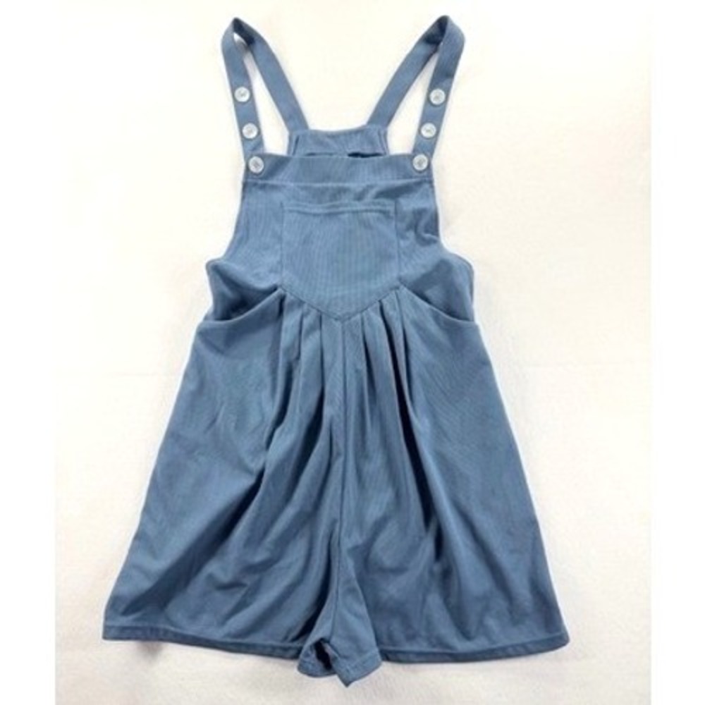 NEW Halara Blue Ribbed Overall Romper Shorts Size Small